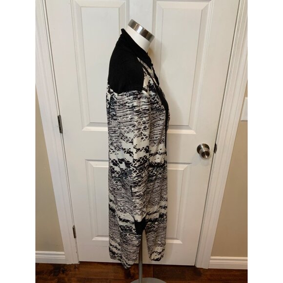 L.A.M.B. Black, White & Gray Geometric Collared Shirt Dress, Size 4 - Picture 3 of 6